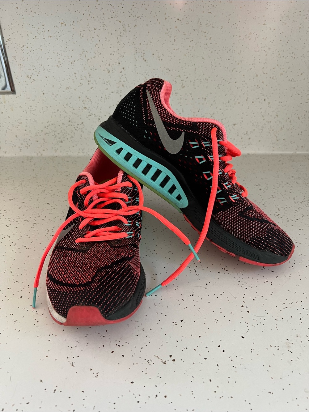 Nike Women's Black with Coral and Teal Athletic Running Shoes